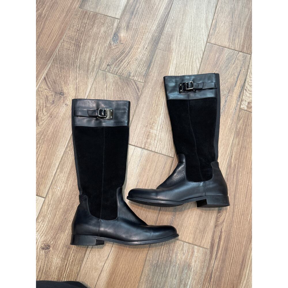 Aquatalia Leather Suede Black Boots 7